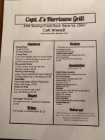 Capt E's Hurricane Grill And Tiki menu