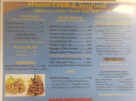Miami Crab Seafood/bakery menu