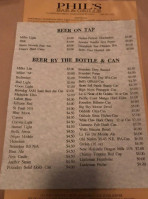 Phil's Bar & Grille menu