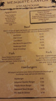 Mesquite Canyon Steakhouse menu