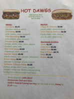 Hot Dawgs menu