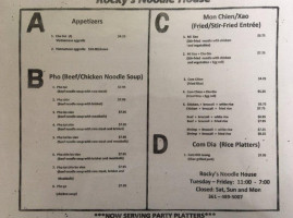 Rocky's Noodle House menu