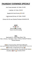 Warwick River Cafe menu