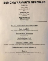 Bench Warmers Sports Bar And Grill menu