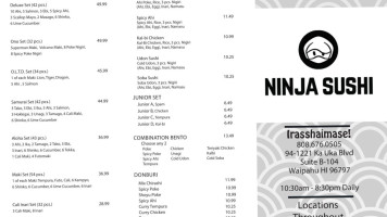 Ninja Sushi menu