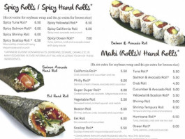 Hanaki Sushi menu