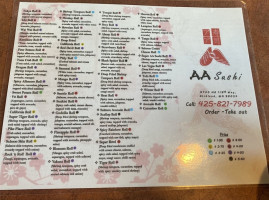 A A Sushi menu