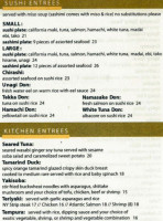 Coast Sushi Bar menu