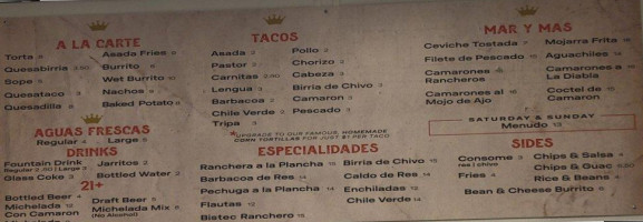 La Imperial Taqueria menu