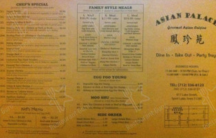 Asian Palace menu