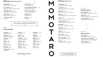 Momotaro menu