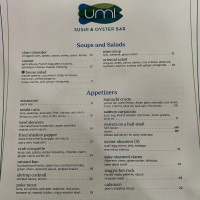 Umi Sushi And Oyster menu