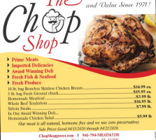 The Chop Shop menu