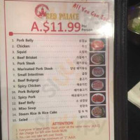 Red Palace Korean Bbq menu