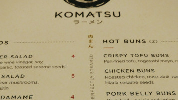 Komatsu Ramen menu