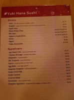 Yuki Hana Sushi Grill menu