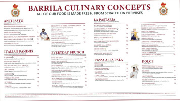 Barrila's Pastaria Restaurant Bar Catering Services Event Venue menu