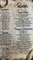 Tavern menu