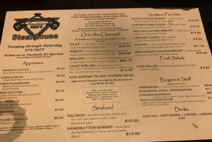 Bandana Reds Steakhouse menu