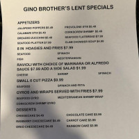 Gino Bros Pizza menu