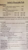 Leino's Riverside Pub menu