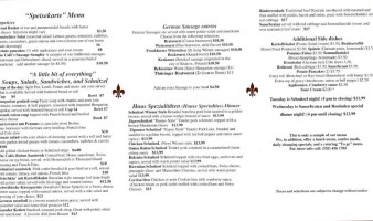 The German Cafe menu