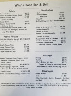 Who's Place Bar And Grill menu