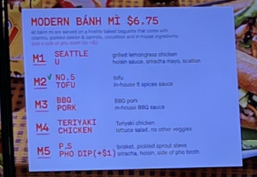 Mr Saigon Banh Mi menu