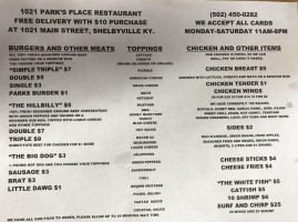 1021 Park's Place menu