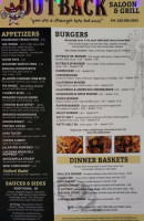 Outback Saloon Grill menu