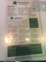 Mammoth Burger Company menu