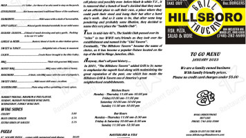 Hillsboro Grill Tavern menu