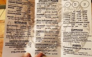 Ruby Mountain Pizza Co menu