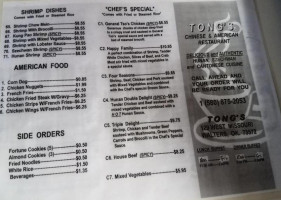 Tong's menu