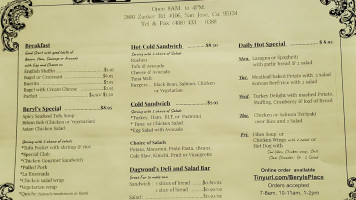 Beryl's Place menu