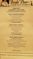 Beryl's Place menu