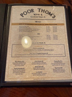 Poor Thom's Tavern menu