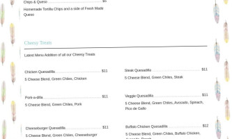 Raptor Canyon Cafe menu