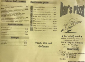 Dar's Pizza menu