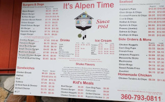 Alpen Drive-in menu