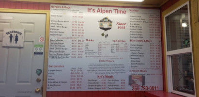 Alpen Drive-in menu