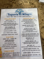 Taqueria El Milagro menu