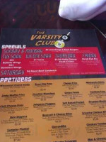 The Varsity Club Burgers And Billiards menu