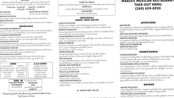 Maria's Restaurant. menu