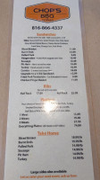 Chop's Bbq Catering menu