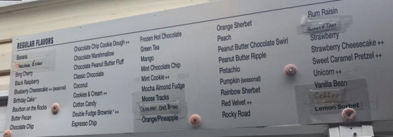 Milltown Ice Cream Depot menu