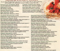 Olympia Pizza Pasta menu