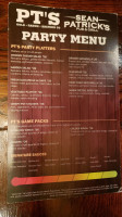 Sean Patrick's menu