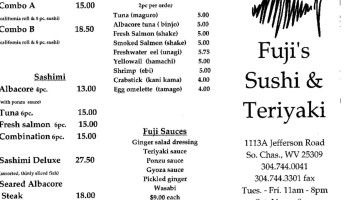Fuji's Sushi Teriyaki menu