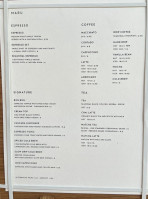 Maru Coffee menu